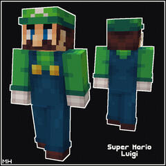 A Minecraft skin of Luigi from Super Mario.